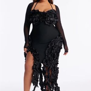 Elegant Black Ruffled Dress